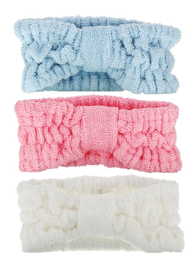 afterspa 3-Piece Head Band Set Blue/Pink/White 19.3cm