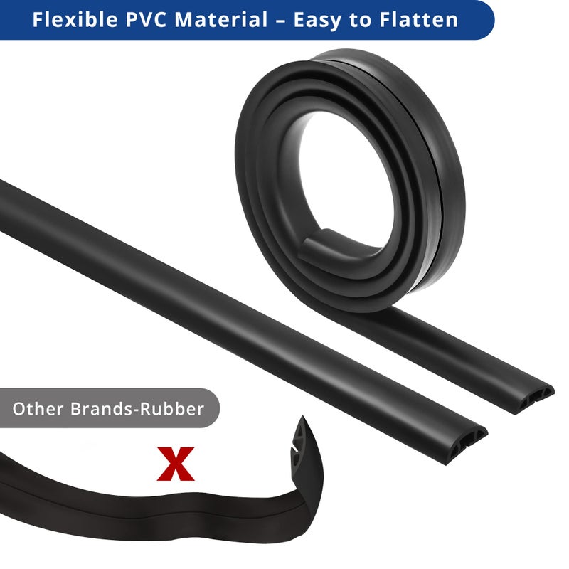ZhiYo 4ft Cord Hider Floor for 1 Small Wire, Soft PVC Cord Covers for Wires on Floor, Wire Cover to Hide Power Cords, Cable Cover Protect Cords, Cable Cavity: W0.47in x H0.28in Vintage Coffee Brown - Image 3