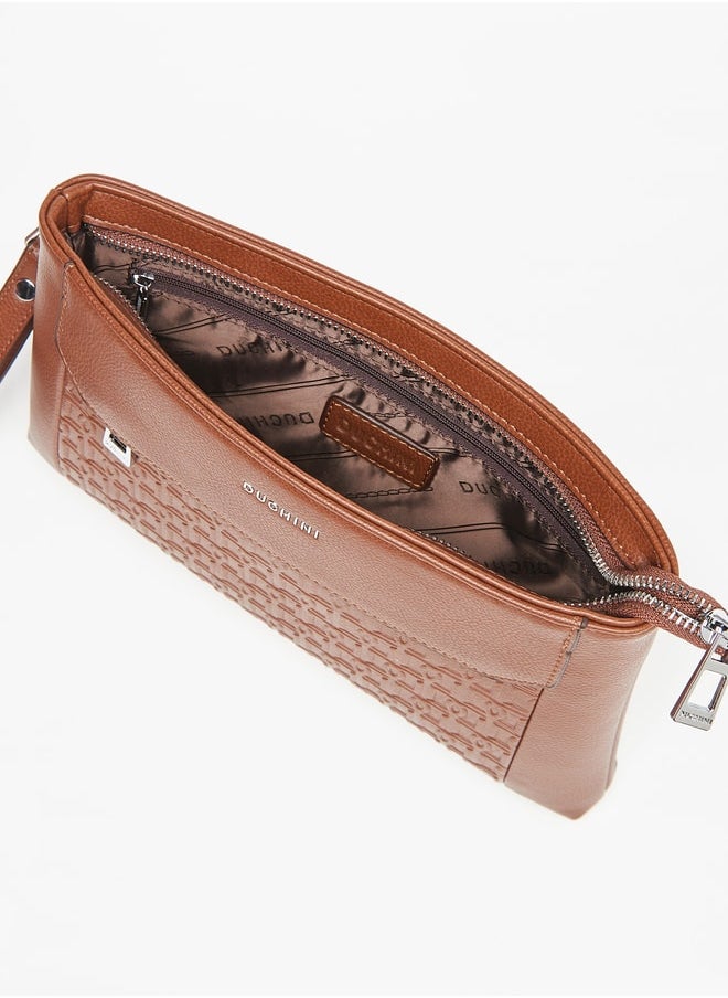 Men's Monogram Textured Pouch with Detachable Wrist Strap