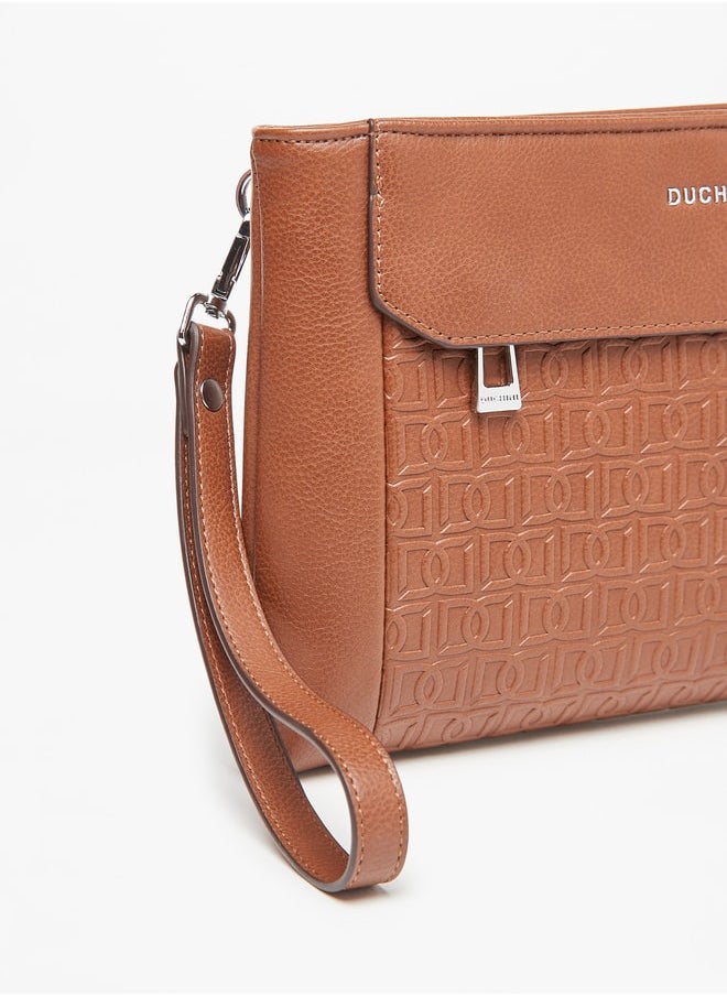 Men's Monogram Textured Pouch with Detachable Wrist Strap