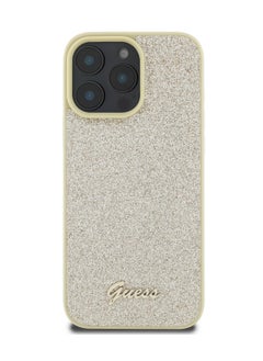 GUESS iPhone 16 Pro Max Case Fixed Glitter Hard Cover / Drop Protection / Extra Shield Protection- Gold  - Image 1