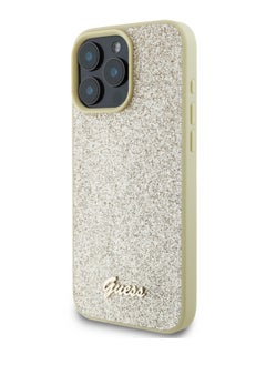 GUESS iPhone 16 Pro Max Case Fixed Glitter Hard Cover / Drop Protection / Extra Shield Protection- Gold  - Image 3