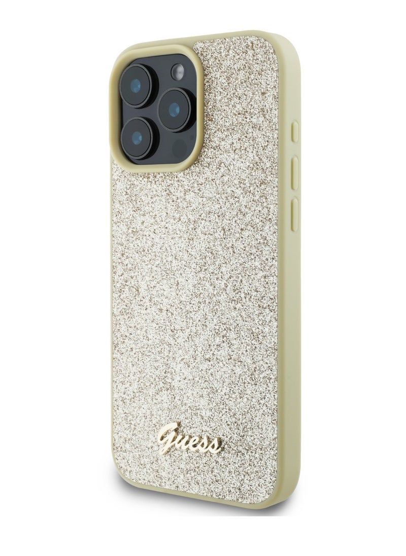 GUESS - iPhone 16 Pro Max Case Fixed Glitter Hard Cover / Drop Protection / Extra Shield Protection- Gold - Image 1