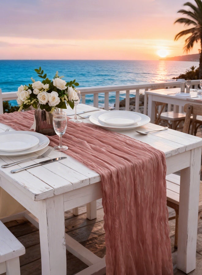 Cheesecloth Table Runner, Translucent Table Cloth, Boho Wedding Decor for Wedding Reception Bridal Shower Birthday, 90*400 CM - Image 5