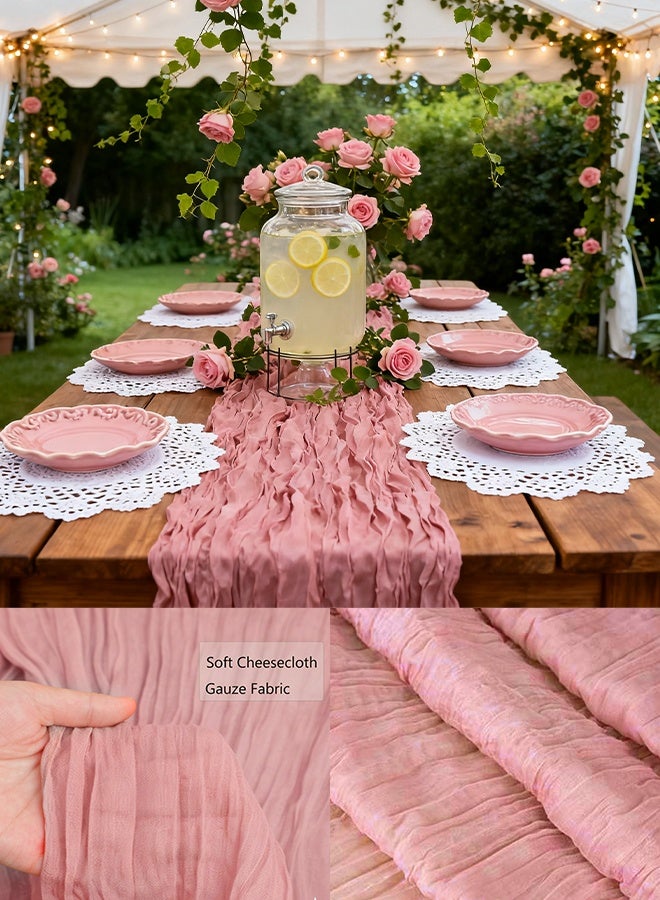 Cheesecloth Table Runner, Translucent Table Cloth, Boho Wedding Decor for Wedding Reception Bridal Shower Birthday, 90*400 CM - Image 3