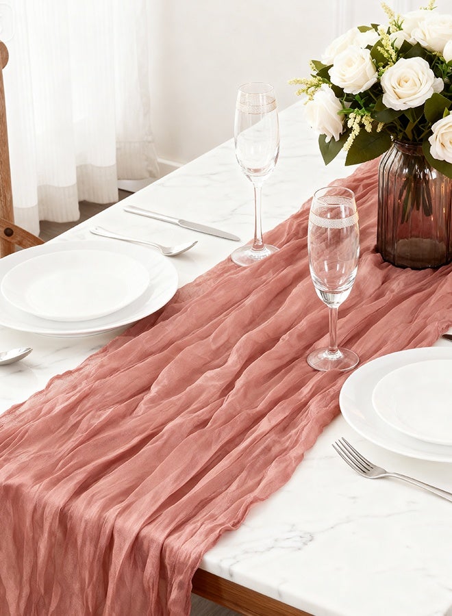 Cheesecloth Table Runner, Translucent Table Cloth, Boho Wedding Decor for Wedding Reception Bridal Shower Birthday, 90*400 CM - Image 1