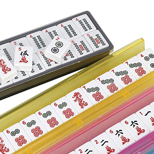 HNDTEK American Mahjong Set 166 Tiles, 4 Colors All-in-One Rack/Pushers, Red Soft Bag and Accessories –Classic Full Size Complete Mahjong Set. - Image 5
