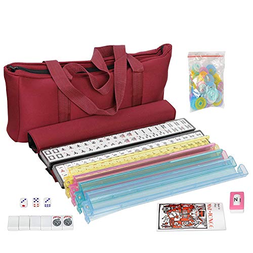 HNDTEK American Mahjong Set 166 Tiles, 4 Colors All-in-One Rack/Pushers, Red Soft Bag and Accessories –Classic Full Size Complete Mahjong Set. - Image 3