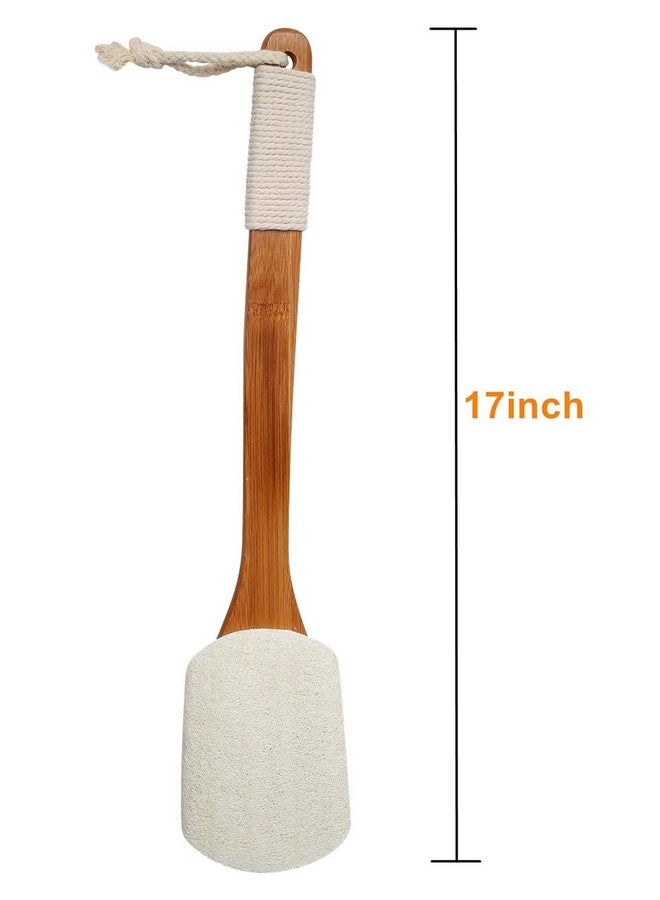 Leotruny 100% Natural Exfoliating Loofah With Long Wooden Handle Shower Back Brush (Offwhite (1 Pack)) - Image 2