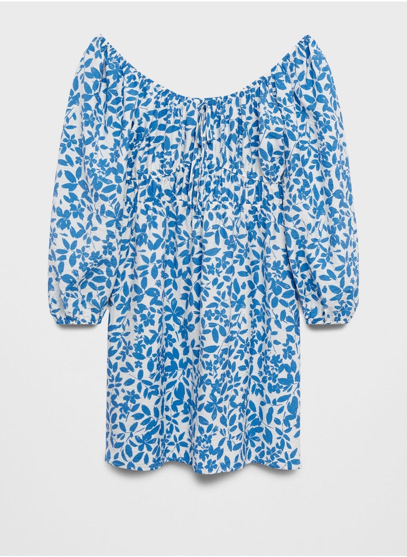 MANGO - Tie Neck Printed Dress - Image 1