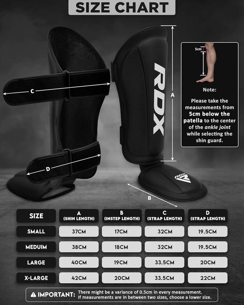 RDX Shin Guards for Kickboxing and Muay Thai - Premium Maya Hide Leather Protection Pads -L |Black/Black (SGR-T1R-L) - Image 5