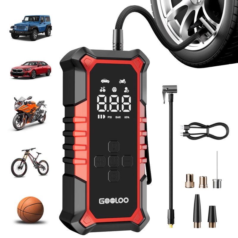 GOOLOO A6 Gear 160 PSI Tire Inflator Portable Air Compressor 7500mAh Cordless Tire Inflator with Digital Pressure Gauge LED Light 3X Faster Air Pump for Car Tires BikeBalls Auto ShutOff - Image 3