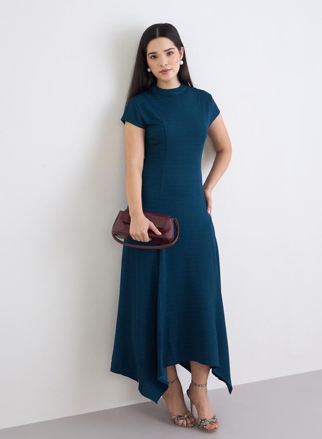 Styli Teal Asymmetric Hem Maxi Dress - Image 2