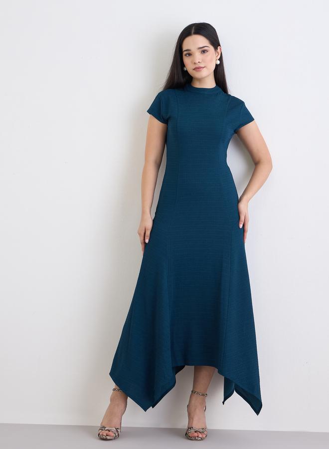 Styli Teal Asymmetric Hem Maxi Dress - Image 3