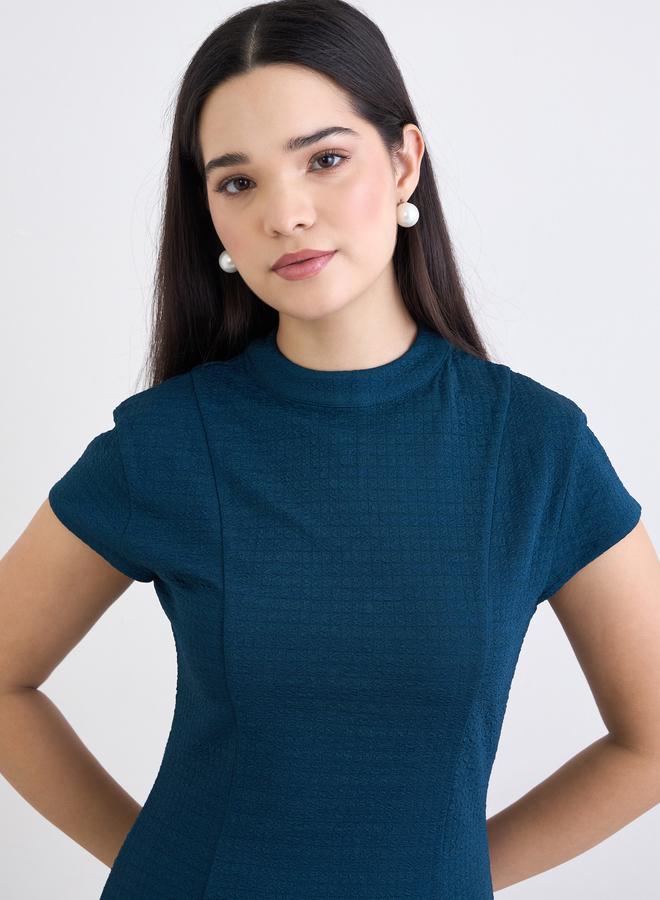 Styli Teal Asymmetric Hem Maxi Dress - Image 4