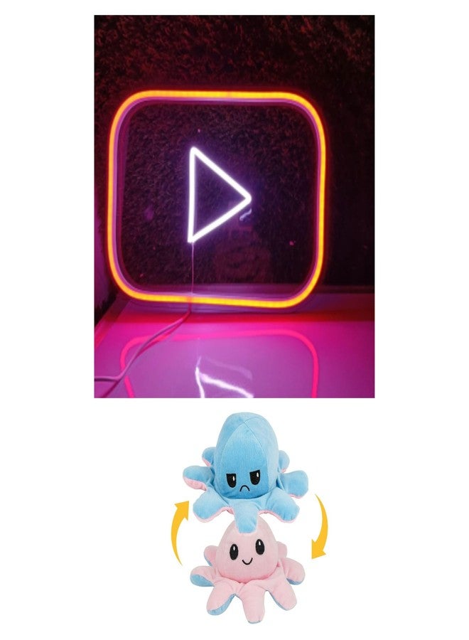 EITHEO Stuffed Animal Plushie Stuffed Toy for Kids (Neon YouTube + Small Octopus Pink)