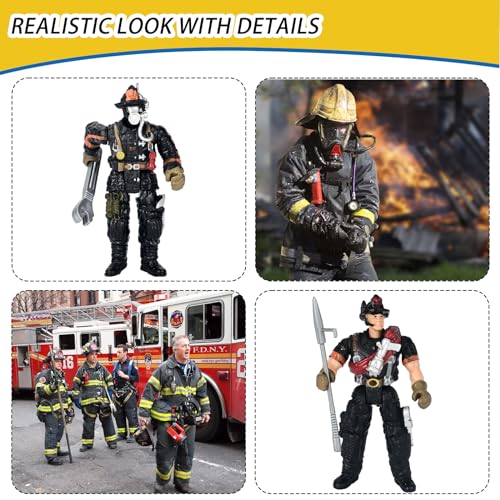 HAPTIME 8 Pieces Firefighter Action Figures, Fireman Toys for 3 4 5 6 7+ Year Old Boys, 4-Inch Toy Figure & Playsets with Accessories, Ideal Gifts for Boys Girls Kids, Christmas Stocking Stuffers Party Favor - Image 5