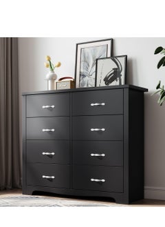 LINSY HOME LINSY HOME  -  Wood Dresser Closet With 8 Drawers , Dressers Organizer for Bed Room Living Room, Kids Room, Nursery, Hallway, Black Color, size 120L*39.8W*102.1H cm  - Image 1