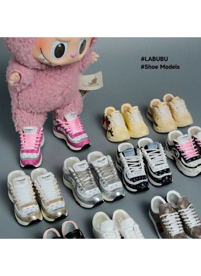 Labubu Labubu Doll Clothes 17cm Shoes Model 5cm Vinyl Toy Hand-made AJ Blind Box DIY High Luxury Series-Color:L.t Pink  - Image 2