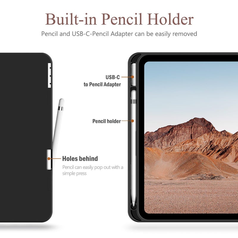 Antbox Case for iPad (A16) 11th (11'')/ 10th Generation (10.9'') High Grade Skin-Touch Vegan Leather with Built-in Pencil Holder Auto Sleep/Wake Function (Tan) - Image 4