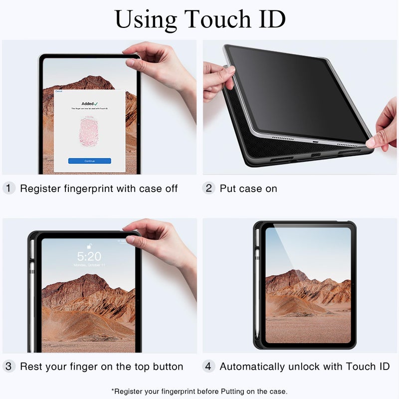 Antbox Case for iPad (A16) 11th (11'')/ 10th Generation (10.9'') High Grade Skin-Touch Vegan Leather with Built-in Pencil Holder Auto Sleep/Wake Function (Tan) - Image 5