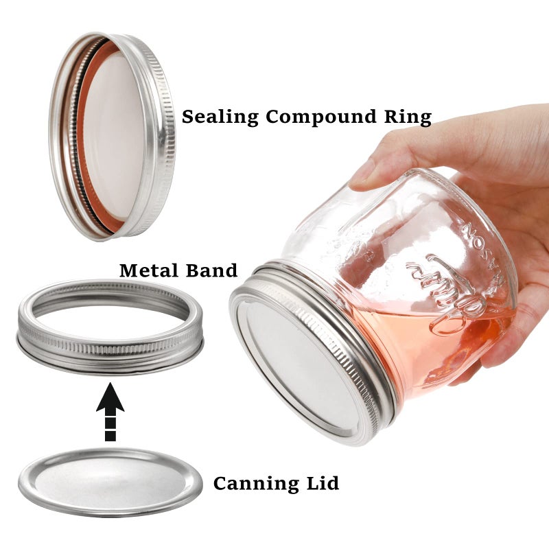 Lyellfe 12 Pack Wide Mouth mason Jars, 16 Oz Short Glass Canning Jar with Airtight Lids, Food Safe Jam Spice Jar for Honey, Jelly, Wedding Favors, DIY Project, Dishwasher Safe - Image 2