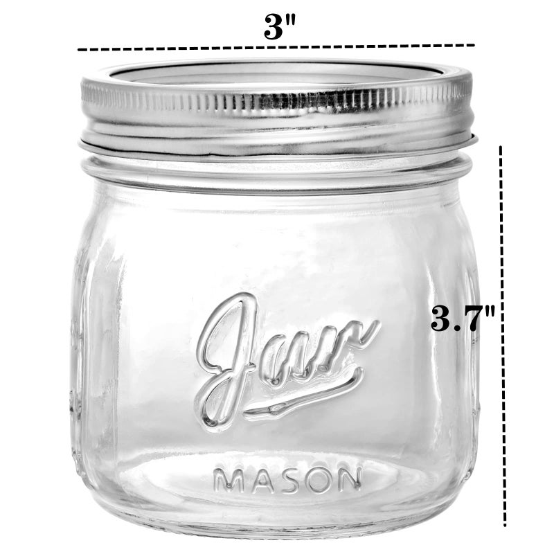 Lyellfe 12 Pack Wide Mouth mason Jars, 16 Oz Short Glass Canning Jar with Airtight Lids, Food Safe Jam Spice Jar for Honey, Jelly, Wedding Favors, DIY Project, Dishwasher Safe - Image 3
