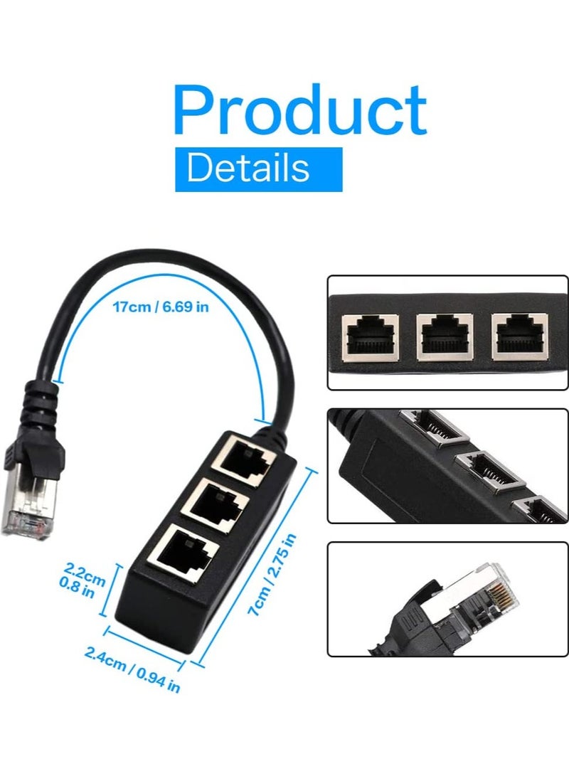 RJ45 Ethernet Splitter RJ45 1 Male to 3 x Female LAN Ethernet Splitter Adapter Cable Suitable for Super Cat5 Cat5e Cat6 Cat7 LAN Ethernet Socket Connector Adapter