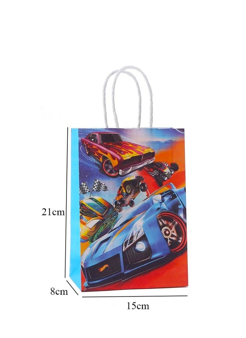 Tamona Hot Wheels Happy Birthday Gift Bags, Racing Cars Themed Candy Birthday Decoration Bags 12Pcs. Treat Bags, Party Favors Paper Bags with Hand Tattoos for Boys & Girls  - Image 3