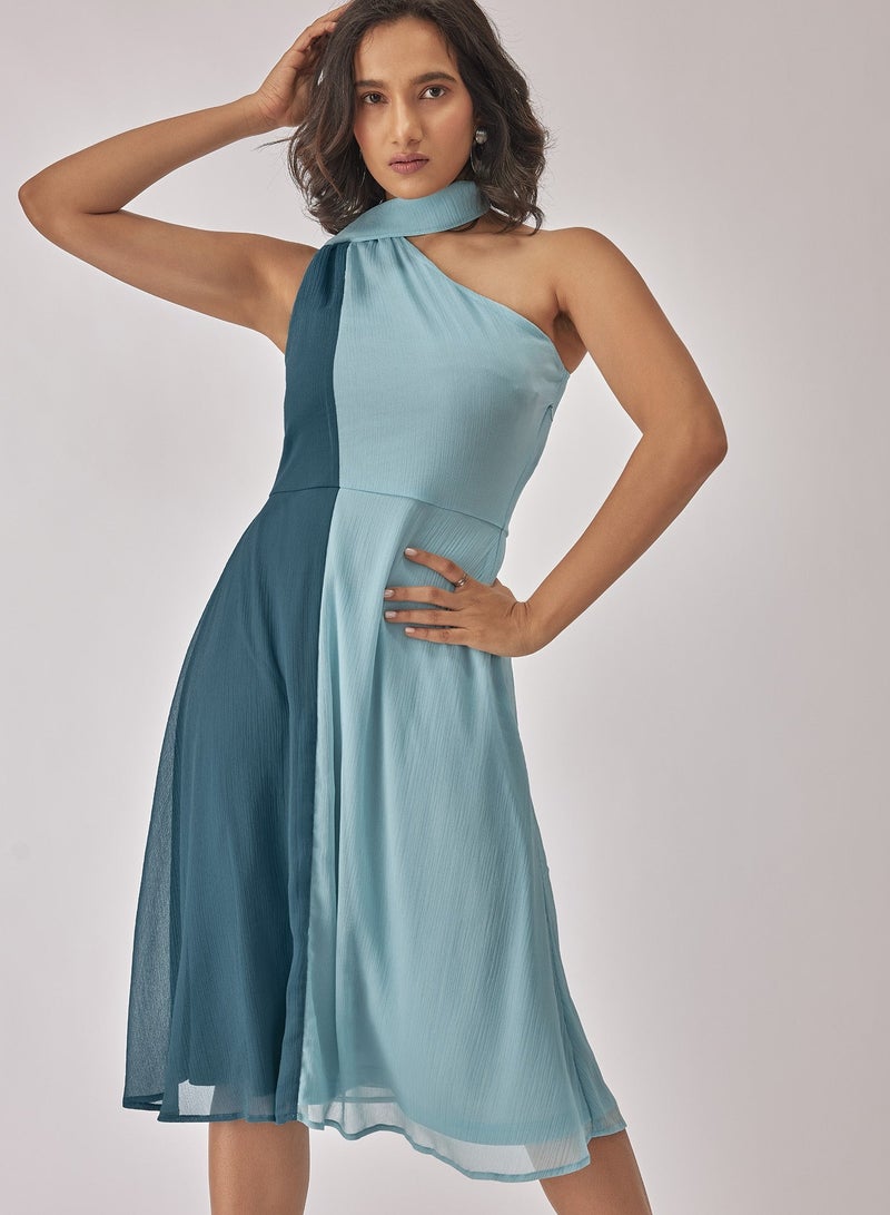 The Label Life Colourblock Wrap Neck Midi Dress - Image 1