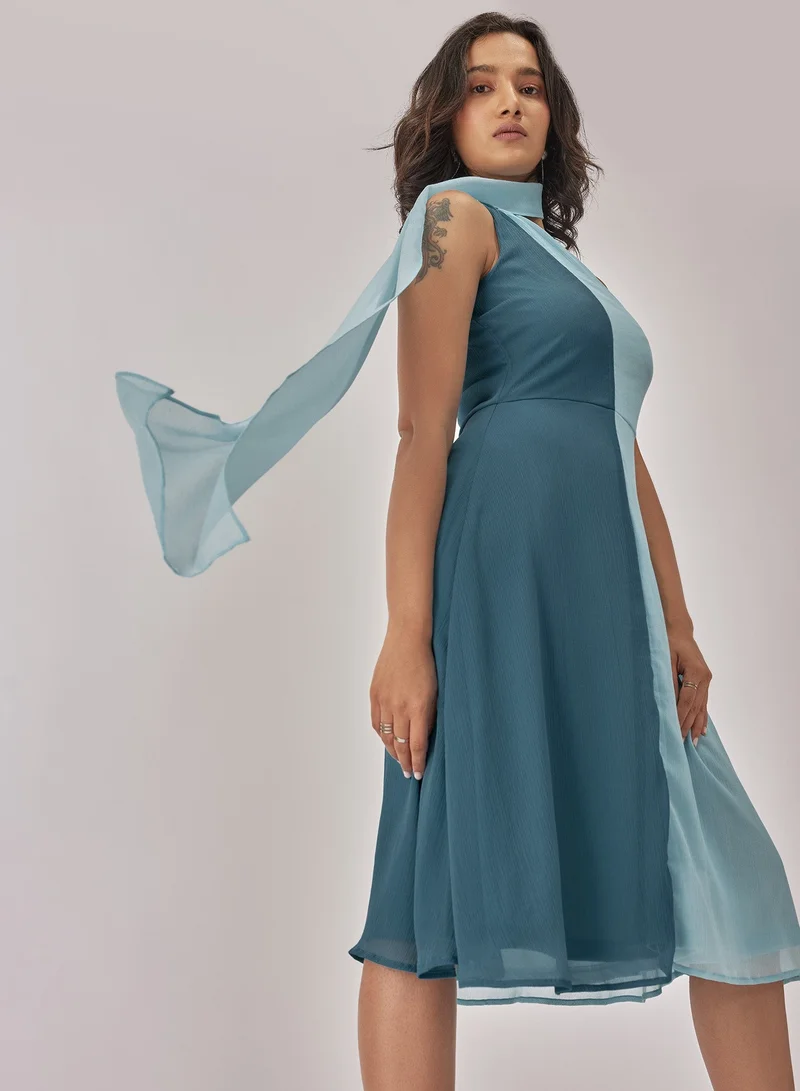 The Label Life Colourblock Wrap Neck Midi Dress