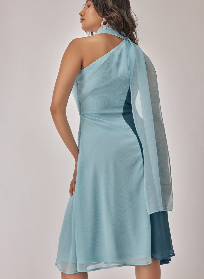 The Label Life Colourblock Wrap Neck Midi Dress - Image 4