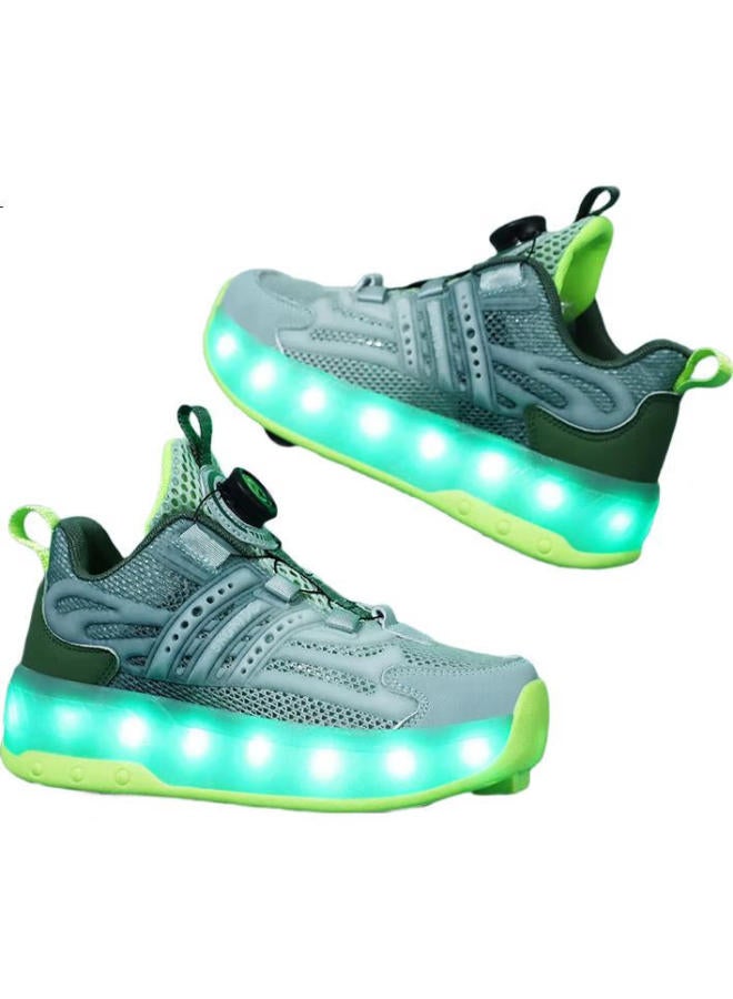 BKG Boys' Summer New Student Single Mesh Breathable Girls' Roller Skates X25533-B15 Mint Green Size 33 - Image 2