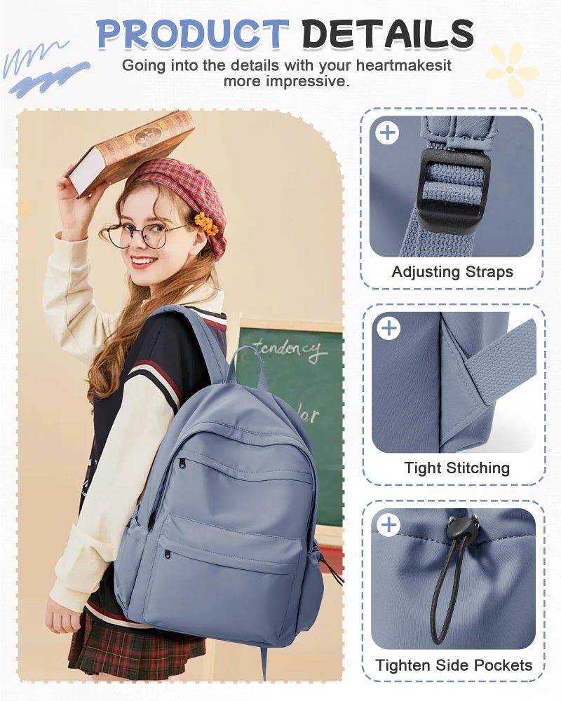BJLFS Dark Blue Backpack for School Women Girls, Waterproof Bookbag Cute High School Backpackss for Men Teen Boys, Lightweight Travel College Backpack Mochilas Escolares para Casual Daypack Rucksack - Image 5