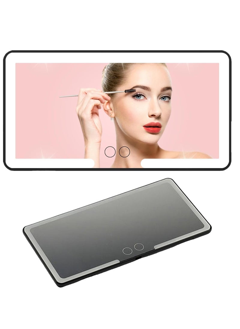 Adando Adando Car Visor LED Vanity Mirror -  مرآة زينة للسيارة بإضاءة -Rechargeable Car Makeup Mirror with LED Lights & 3 Light Modes Makeup Mirror for Truck SUV Rear View Dimmable Touch Screen A Car Gift for Women/girls  - Image 1