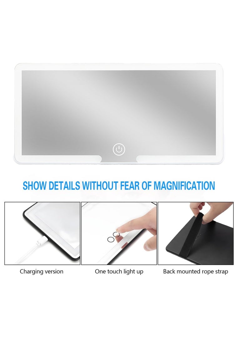 Adando Adando Car Visor LED Vanity Mirror -  مرآة زينة للسيارة بإضاءة -Rechargeable Car Makeup Mirror with LED Lights & 3 Light Modes Makeup Mirror for Truck SUV Rear View Dimmable Touch Screen A Car Gift for Women/girls  - Image 3