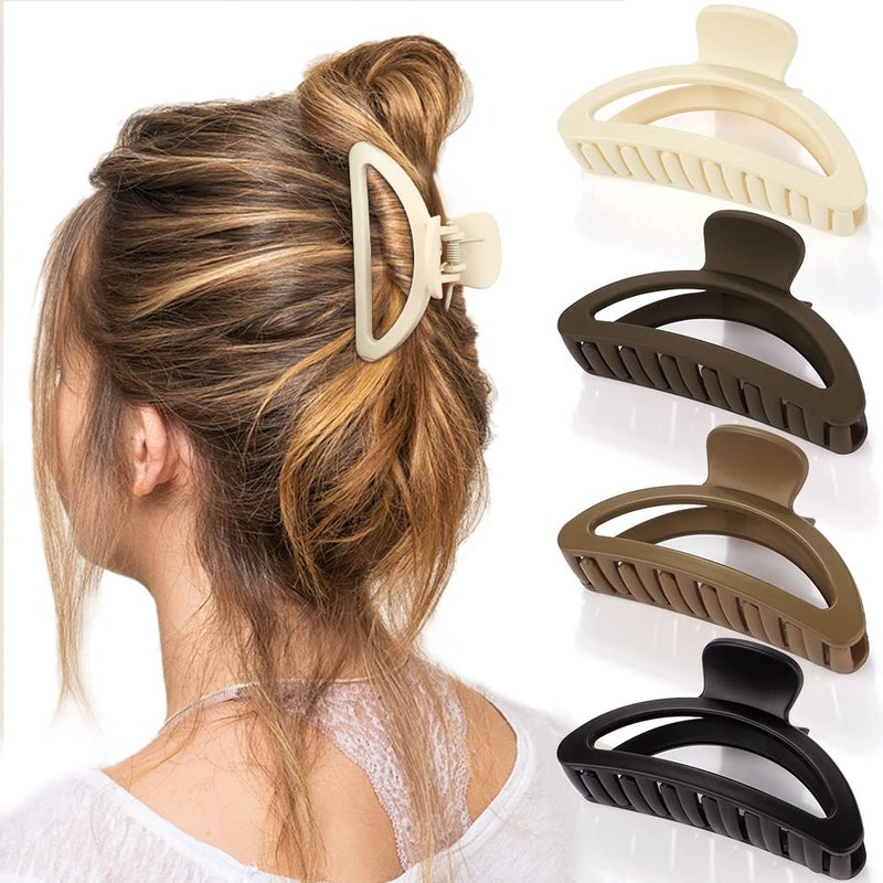 Canitor Hair Clips Set  Neutral Matte Claw Clips for Thin Medium and Thick Hair  Cute Semicircle Designs for Women