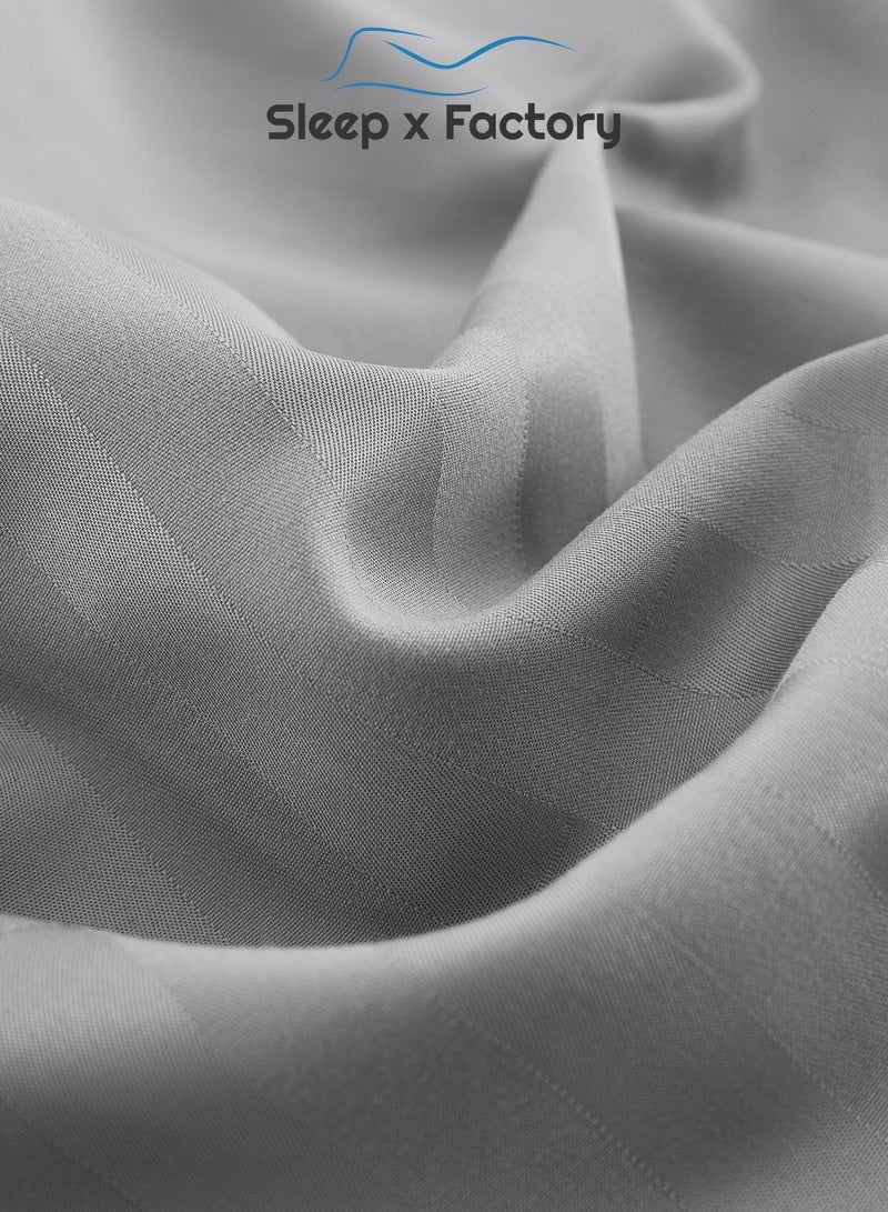 Sleep x Factory Rest Dose Hotel Comforter Set – 7 Pieces – Soft Touch – Striped Grey – 260x240 cm - Image 5