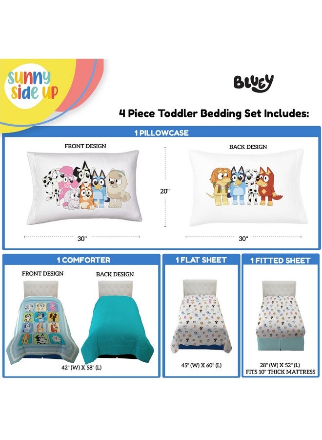 Sunny Side Up Bluey & Friends Toddler Comforter Set - 4 Piece Preschool Bedding Includes Comforter, Sheets & Pillow Cover - Super Soft Microfiber Bed Set - Image 3