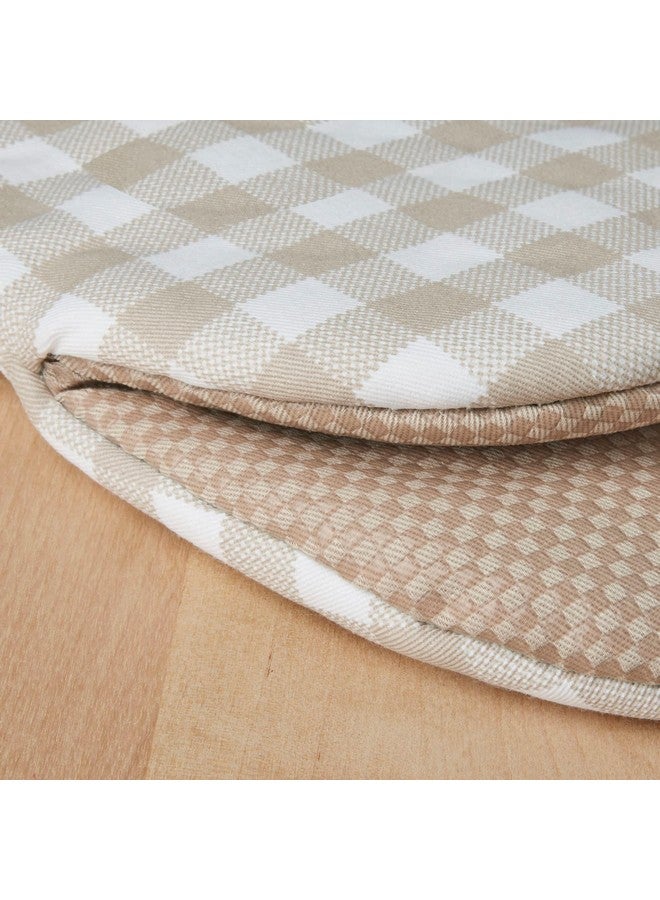 KitchenAid Gingham Mini Oven Mitt 2-Pack Set, Milkshake Tan, 5.5"x8" - Image 4