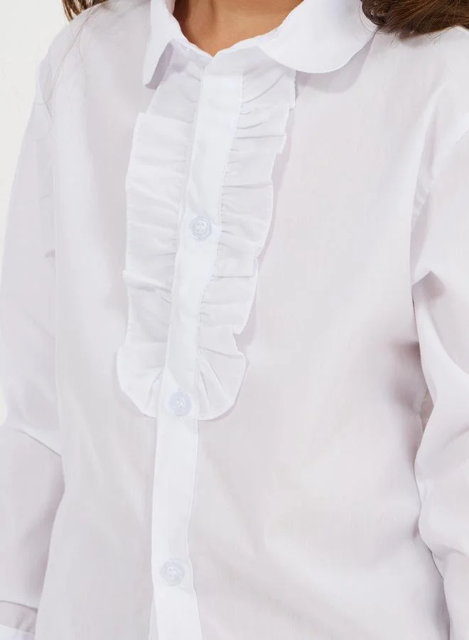 Styli Solid Ruffle Detail Long Sleeves Shirt