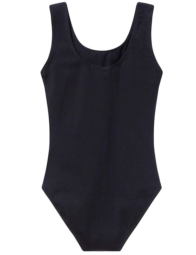 MdnMd Girls Gymnastic Ballet Dance Leotard Tank Mesh Cross Front (Black, Age 10-12) - Image 2
