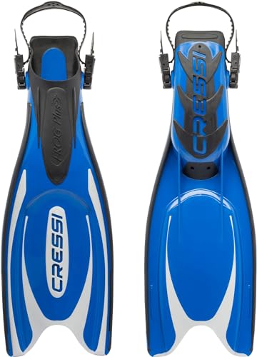 Cressi Frog Plus Adjustable Open Heel Fins BlueSilver ML - Image 1