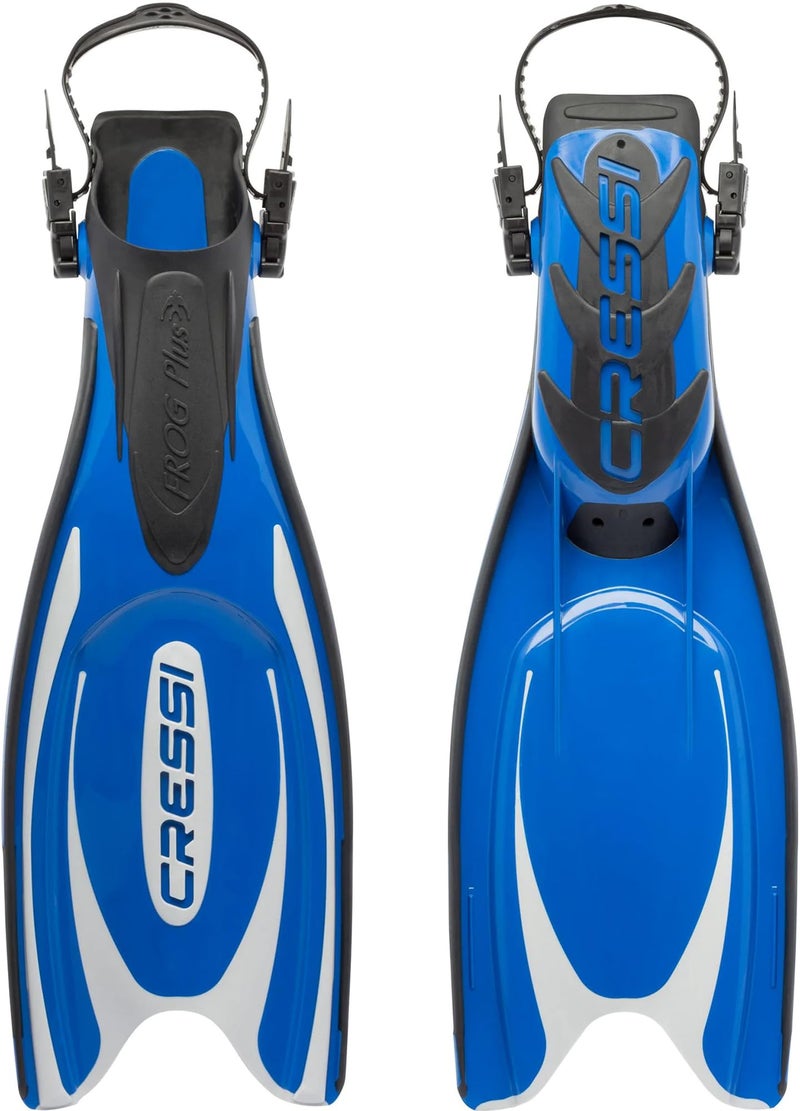 Cressi Frog Plus Adjustable Open Heel Fins BlueSilver ML - Image 2