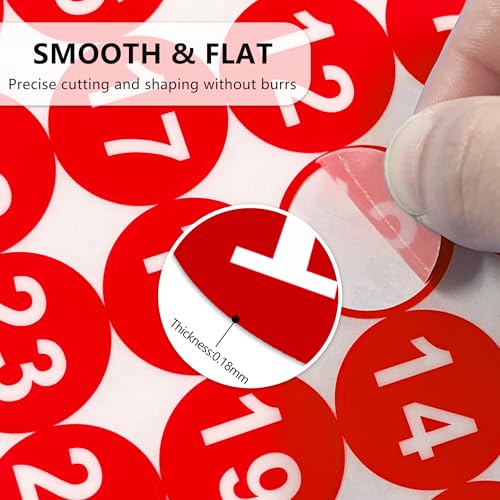 LUHIMO 1-25 Circle Numbered Vinyl Stickers,Anti-Fading Waterproof 1 in Self Adhesive Die Cut Consecutive Number Vinyl Decal,Production and Fitness Equipment Flexible Small 1-10 Number Stickers （Red） - Image 3