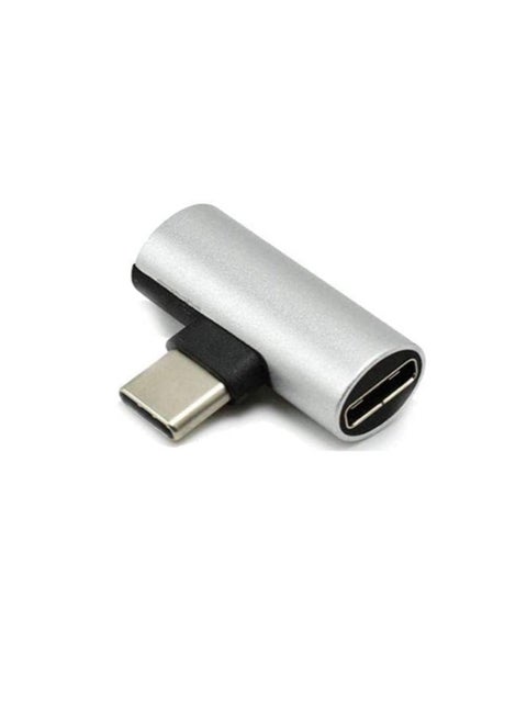2 في 1 Type-C USB-C شحن صوتي مزدوج Type-C شاحن سماعة أذن كابل موصل محول لنظام Android - فضي