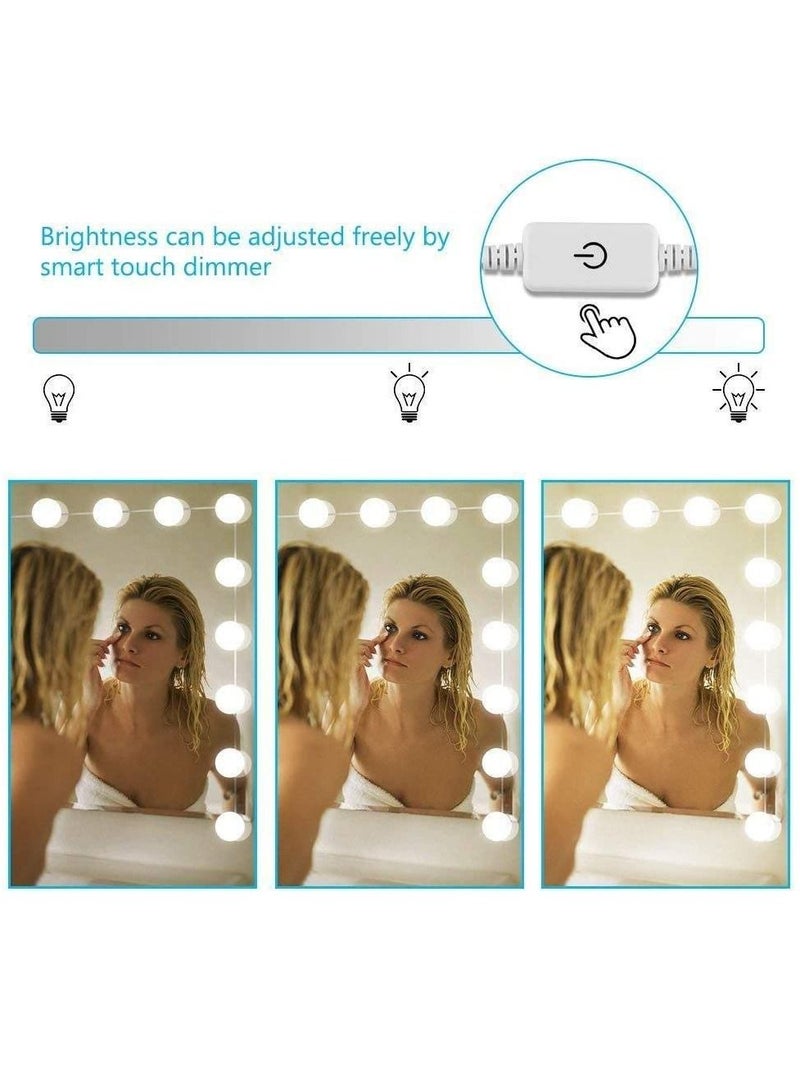 10 LED Hollywood Style Vanity Mirror Lights Kit White 32x19centimeter - Image 3
