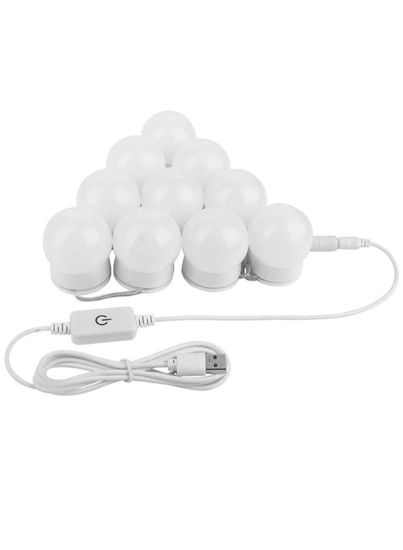 10 LED Hollywood Style Vanity Mirror Lights Kit White 32x19centimeter - Image 1