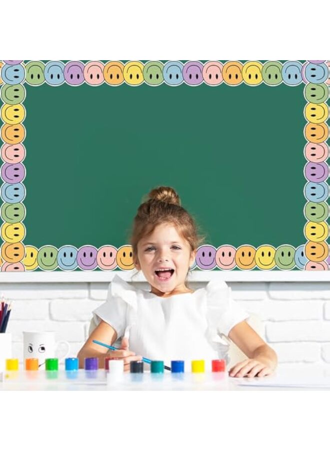 32.8Ft Boho Happy Face Bulletin Board Border Pastel Color Smile Face Die Cut Trim Border Roll for Classroom Chalkboard School - Image 5