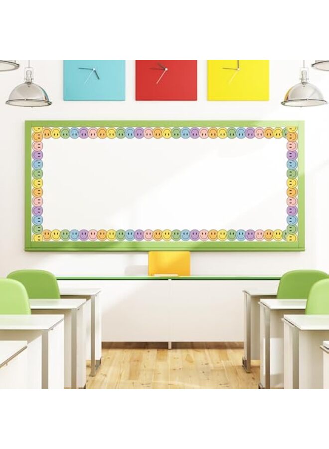 32.8Ft Boho Happy Face Bulletin Board Border Pastel Color Smile Face Die Cut Trim Border Roll for Classroom Chalkboard School - Image 2